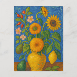 Sonnenblume in Vase Postkarte