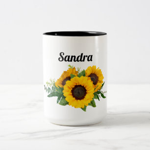 Sonnenblume Individuelle Name Zweifarbige Tasse