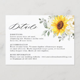 Sonnenblume Ivory Peony Eucalyptus Hochzeitdetails Begleitkarte