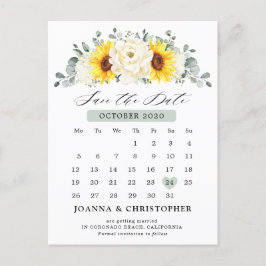 Sonnenblume Ivory Peony Eukalyptus Save the Date Postkarte