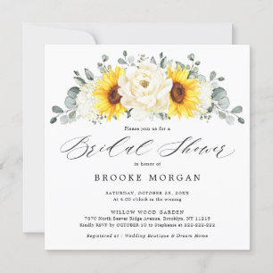Sonnenblume Ivory Peony Floral Brautparty Einladung
