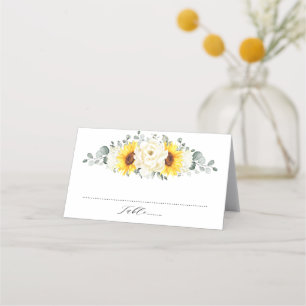 Sonnenblume Ivory Peony Floral Eucalyptus Wedding Platzkarte