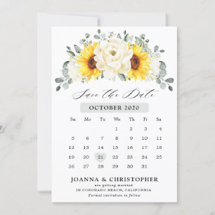 Sonnenblume Ivory Peony Floral Eucalyptus Wedding Save The Date