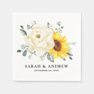 Sonnenblume Ivory Peony Floral Eucalyptus Wedding Serviette