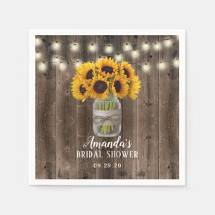 Sonnenblume Jar Rustic Barn Wood Brautparty Serviette