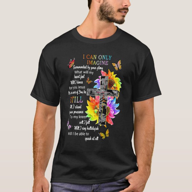 Sonnenblume Jesus Kreuz Schmetterling kann ich mir T-Shirt (Vorderseite)