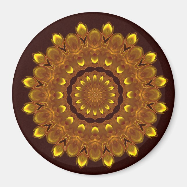 Sonnenblume Kaleidoscope Mandala Magnet (Vorne)
