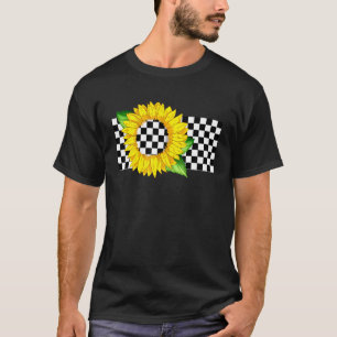 Sonnenblume Karierte Flagge Horizontal Karo Rennen T-Shirt