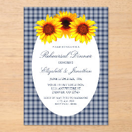 Sonnenblume Karierte Probe Abendessen Acryleinladungen