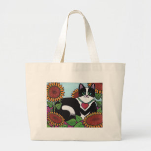 Sonnenblume-Katze Jumbo Stoffbeutel