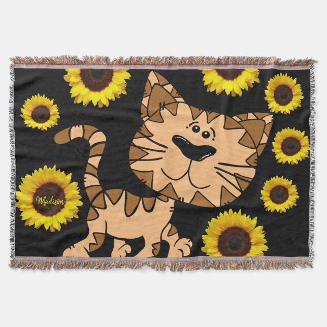 Sonnenblume Katzenwirbel Blanket Decke (Vorderseite)