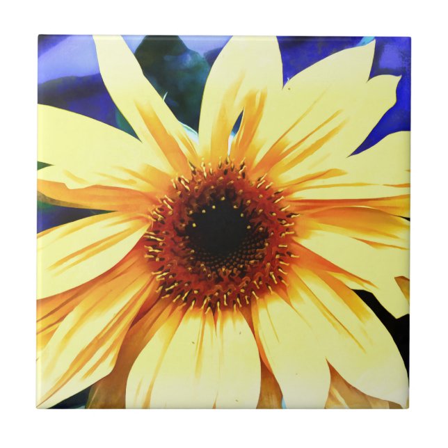 Sonnenblume-Keramik-Fliese klein (4,25" x 4,25") Fliese (Vorderseite)