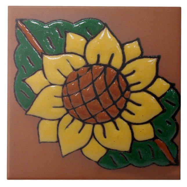 Sonnenblume-Keramik-Foto-Fliese Fliese (Vorderseite)