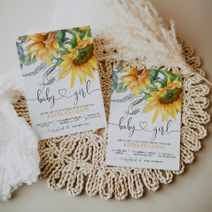 Sonnenblume Kinderdusche Einladung für ein Mädchen