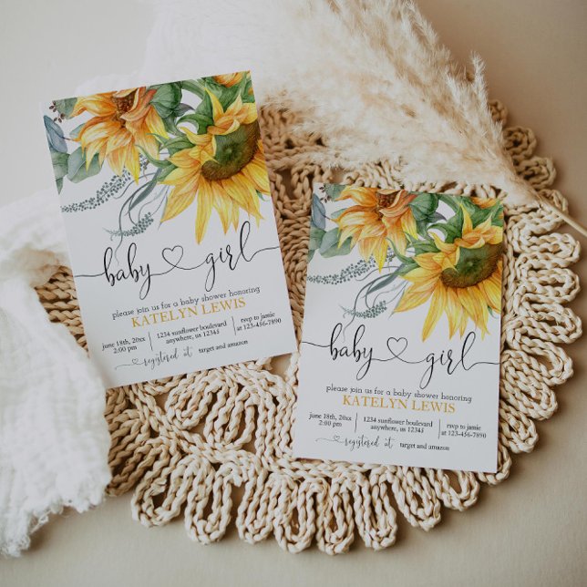 Sonnenblume Kinderdusche Einladung für ein Mädchen (Von Creator hochgeladen)