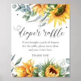 Sonnenblume Kinderdusche Windelwulstchen-Zeichen Poster