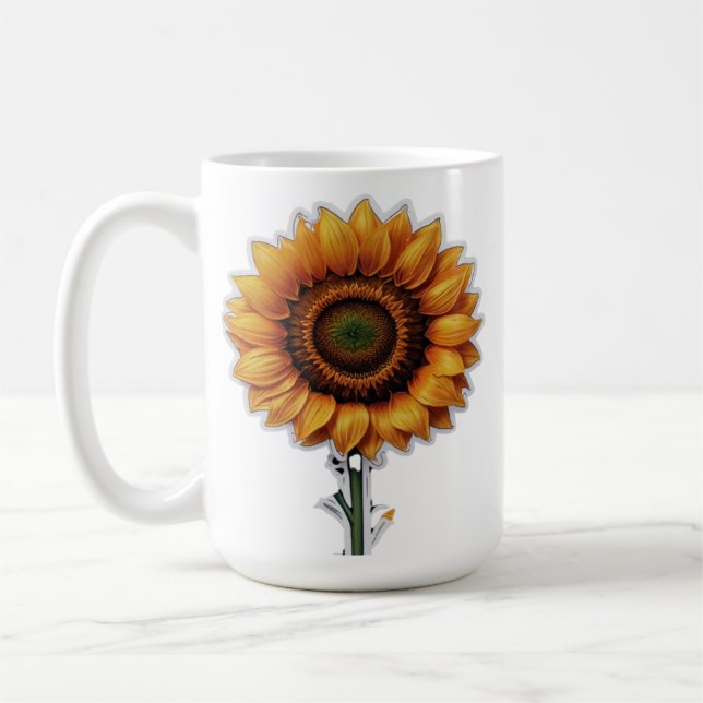 Sonnenblume | Klassische, weiße Tasse (Links)