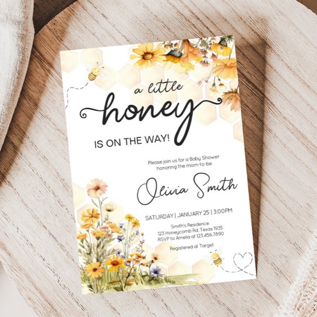 Sonnenblume Kleine Honey Baby Dusche Einladung (Little Honey Sunflower Baby Shower Invitation)