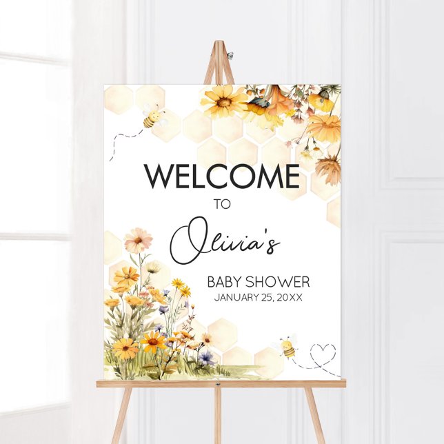 Sonnenblume Kleines Honey Baby Dusche Begrüßungsze Poster (Sunflower Little Honey Baby Shower Welcome Sign)
