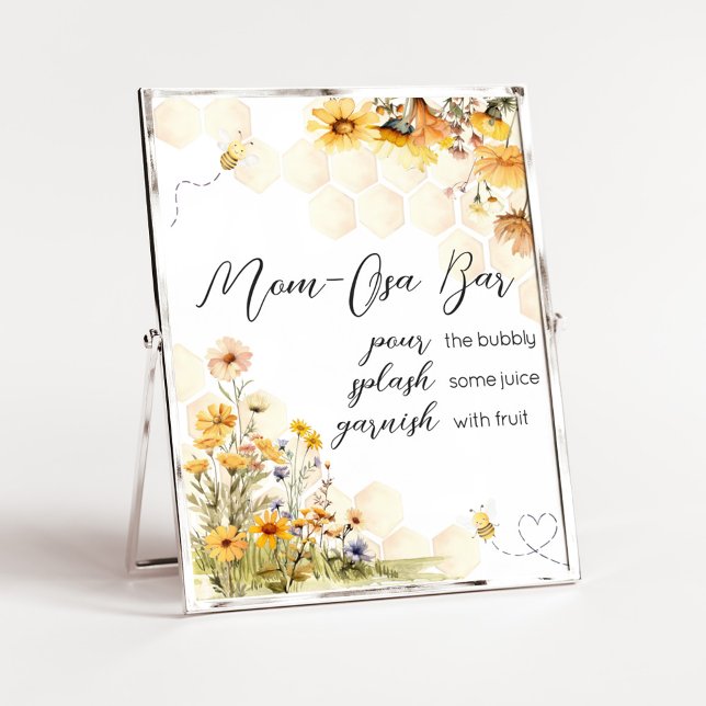Sonnenblume Kleines Honey Babydusche Mama Osa Bar Poster (Sunflower Little Honey Baby Shower Mom Osa Bar Sign)