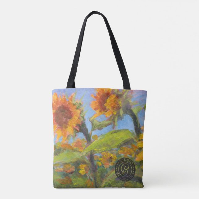 Sonnenblume-Kreuztasche mit schwarzem Logo (Rückseite)