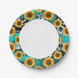 Sonnenblume Kuh Print Western Pappteller