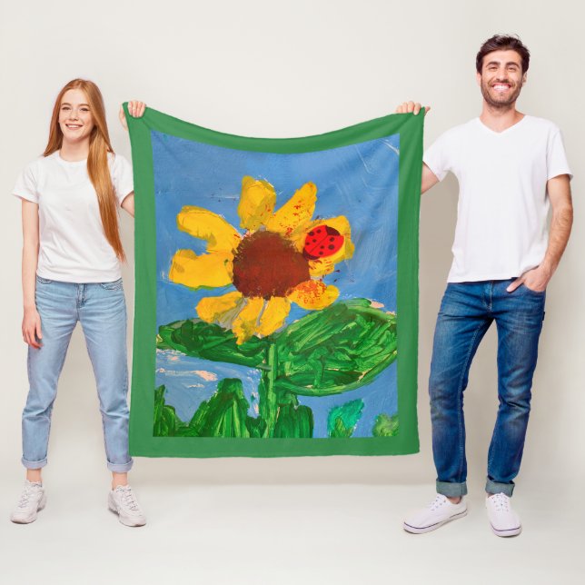 Sonnenblume "Kunst von Kindern" Fleecedecke (Beispiel)