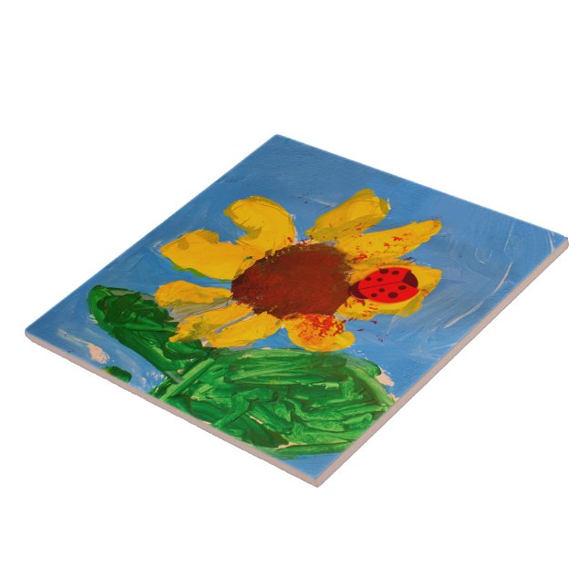 Sonnenblume "Kunst von Kindern" Fliese (Seite)