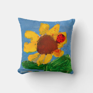 Sonnenblume "Kunst von Kindern" Kissen