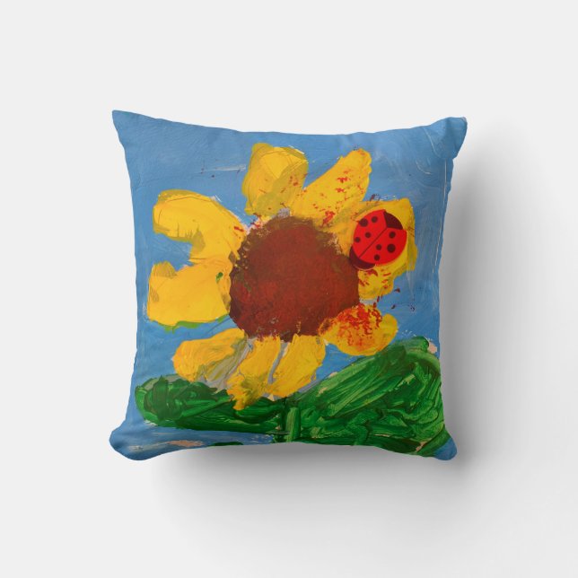 Sonnenblume "Kunst von Kindern" Kissen (Vorderseite)