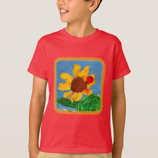 Sonnenblume "Kunst von Kindern" T-Shirt (Vorderseite)