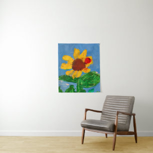 Sonnenblume "Kunst von Kindern" Wandteppich