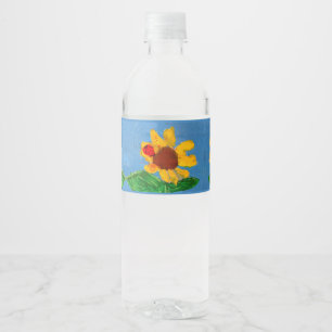 Sonnenblume "Kunst von Kindern" Wasserflaschenetikett