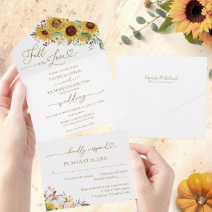 Sonnenblume Kürbis Herbst Hochzeit Verliebe Dich All In One Einladung
