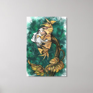 Sonnenblume Lady Surrealismus Canvas Print - Maler Leinwanddruck