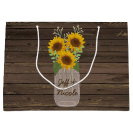 Sonnenblume Land Wood Mason Jar Wedding Große Geschenktüte