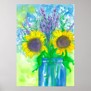 Sonnenblume Lavender Bouquet Poster