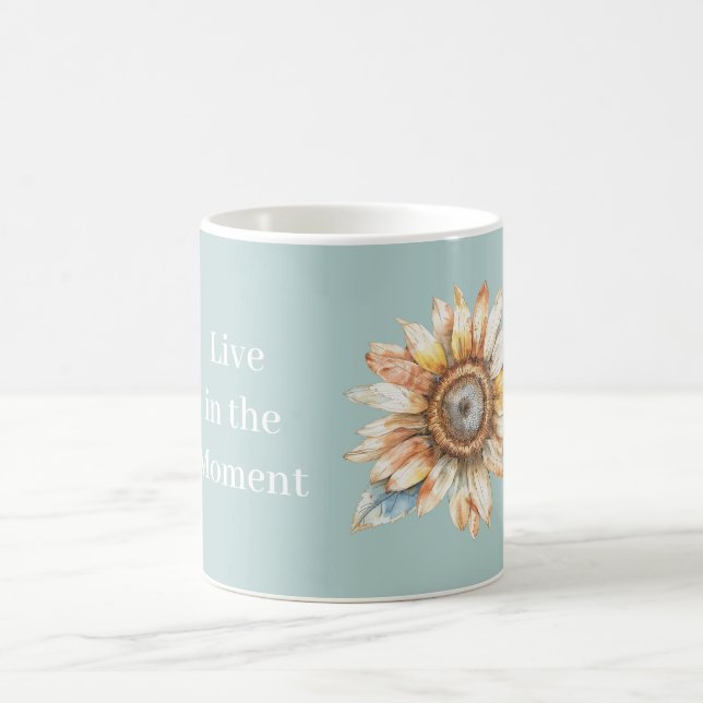 Sonnenblume Lebe im Moment Kaffeetasse (Mittel)