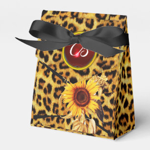 SONNENBLUME, LEOPARD FUR BOW SOMMER PARTY MONOGRAM GESCHENKSCHACHTEL