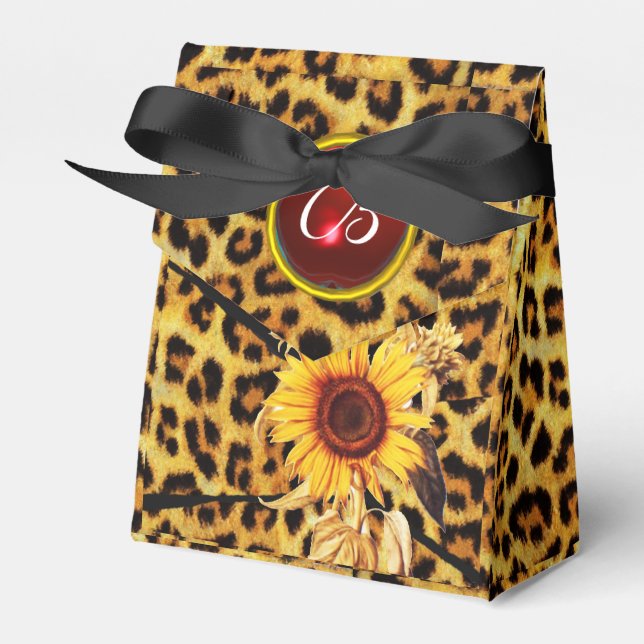 SONNENBLUME, LEOPARD FUR BOW SOMMER PARTY MONOGRAM GESCHENKSCHACHTEL (Vorderseite)