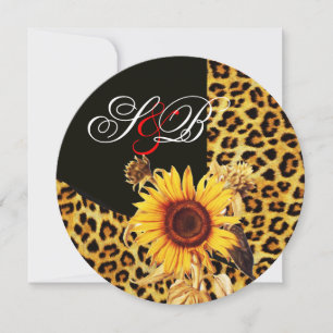 SONNENBLUME ,LEOPARD FUR RIBBON,RED RUBY GEMSTONE EINLADUNG