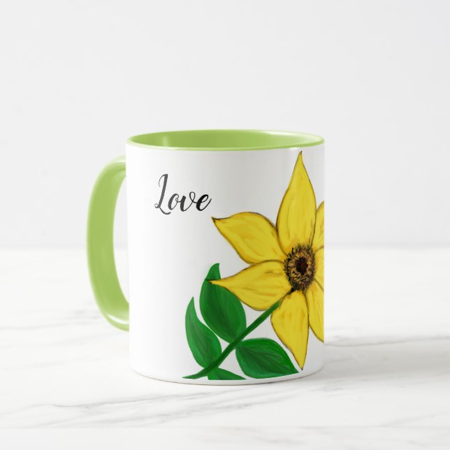 Sonnenblume-Liebe Tasse (Vorderseite Links)