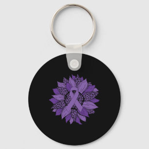 Sonnenblume Lila Ribbon Fibromyalgie Bewusstsein M Schlüsselanhänger