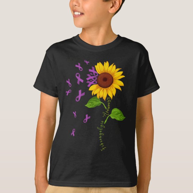 Sonnenblume Lila Ribbon Fibromyalgie Bewusstsein M T-Shirt (Vorderseite)
