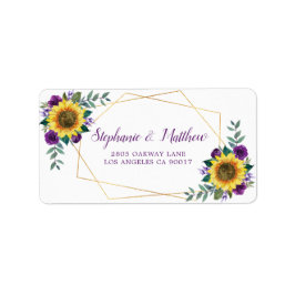 Sonnenblume Lila Rose Geometrische Goldadresse Adressaufkleber