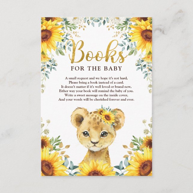 Sonnenblume Lion Cub Babydusche Bücher für Baby Begleitkarte (Vorderseite)