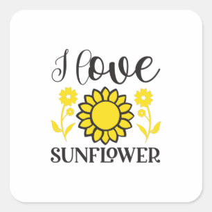 Sonnenblume Lover I Liebe Sonnenblumen Quadratischer Aufkleber