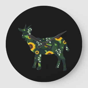 Sonnenblume Mädchen Blumenziege Hawaii Große Wanduhr