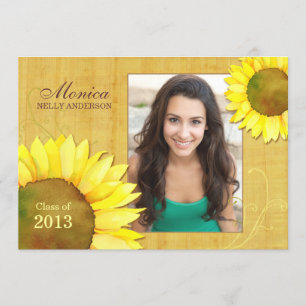 Sonnenblume-Mädchen-Foto-Abschluss-Klasse von Einladung