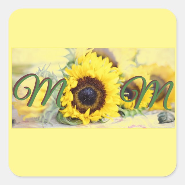 Sonnenblume-Mama Quadratischer Aufkleber (Vorderseite)